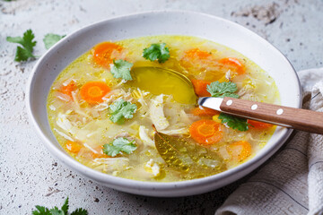 Homemade chicken noodle soup.
