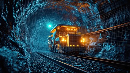 Obraz premium Digital Twins for Mining Optimization: Digital Twins Technology in Mining, Creating Virtual Models of Mining Equipment and Operations for Real-Time Monitoring, Optimization, and Maintenance