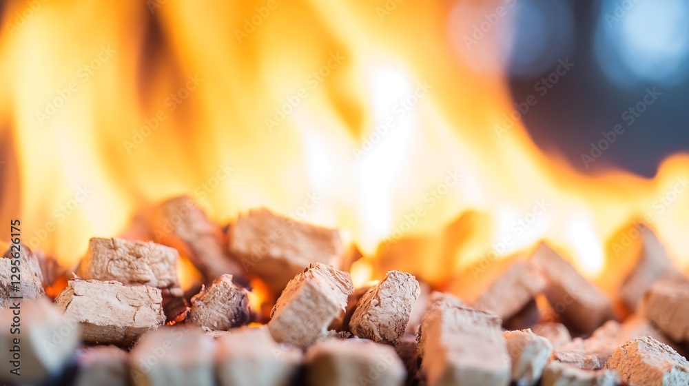 Aufkleber burning wood logs creating a warm glow in a fireplace : generative ai