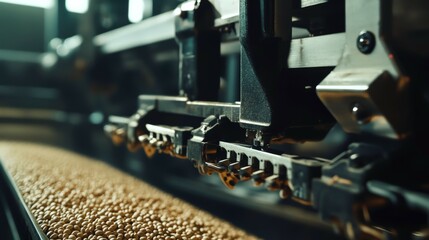 Fototapeta premium Close-up of rapeseed harvesting technology showcasing precision in modern agriculture