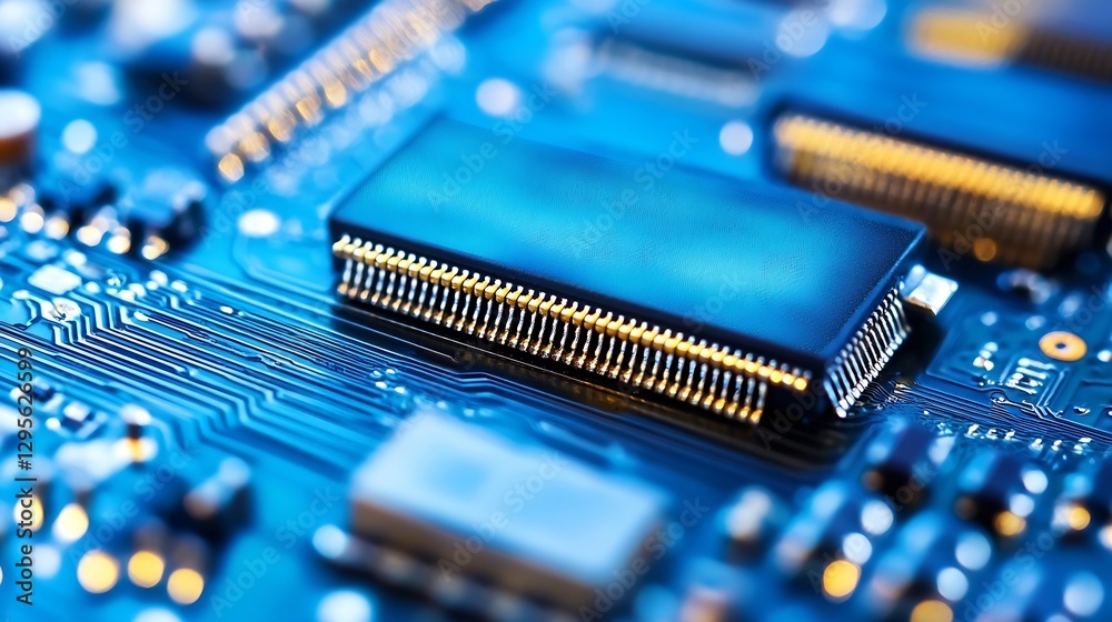 Poster Detailed Close Up Of A Computer Circuit Board Chip : Generative AI