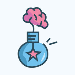 Idea Icon Design in Color Style