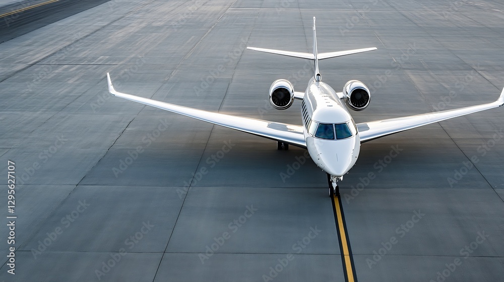 Poster sleek business jet positioned on runway preparing for takeoff : generative ai