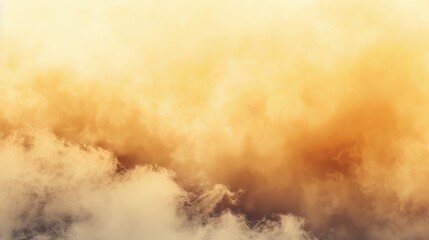 Panoramic fog and mist texture overlays featuring a luminous abstract yellow smoke background for dramatic visual effects and ample text space