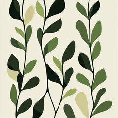 Abstract kelp plant simple shape, minimal eco agriculture concept, green color. Vector illustration 