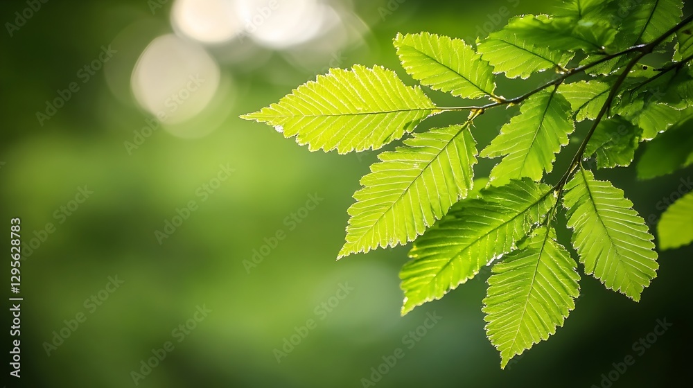 Poster vivid green leaves glowing in soft light creating a lush and inviting natural scene : generative ai
