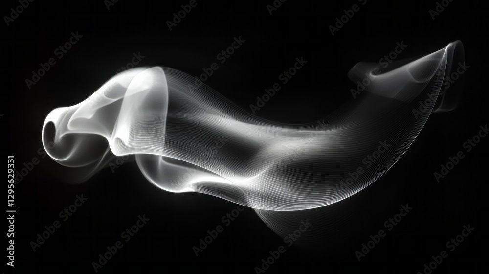 Poster wisps of smoke swirl elegantly in the air, illuminating the darkness with their soft glow. the flowi