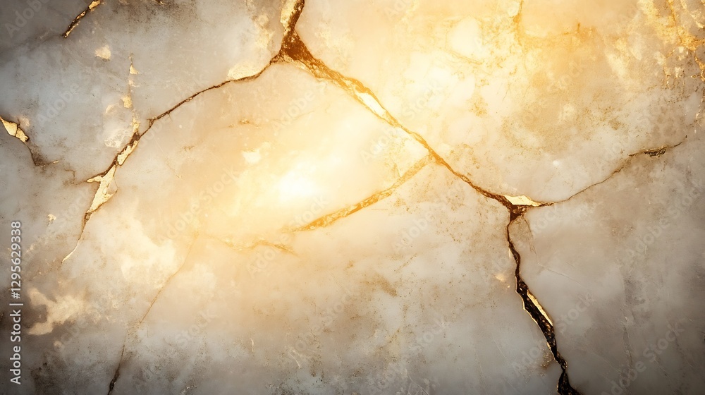 Poster elegant natural marble texture with golden veins and soft light : generative ai