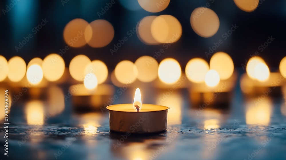 Aufkleber illuminated tealight candles create a soft warm glow and cozy atmosphere : generative ai