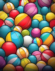 Colorful beach balls collection, summer leisure