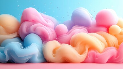 Abstract pastel waves in soft shades of blue, pink, and peach create a dreamy and tranquil background, perfect for use in modern design projects or digital art.