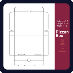 Pizza box dieline for packaging template 