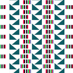 Obraz premium Abstract Seamless Geometric pattern. Colorful geometrical art of triangles. stripes pattern vector. Design for fashion, fabric, textiles, print, background wallpaper, cover, web, wrapping, pottery.