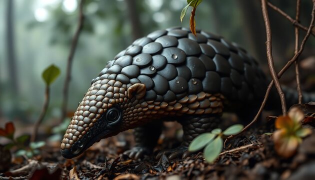 pangolin facing a massive python deep in the jungle