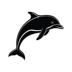 Dolphin silhouette isolated on white background