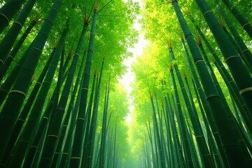 Dense bamboo canopy, soft light, smooth texture , oriental, plant, green background