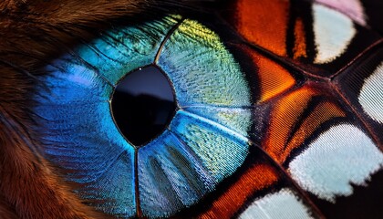 Macro butterfly eye: intricate patterns, textures of compound eye revealed.  Nature's micro detail.  Fascinating, complex, otherworldly