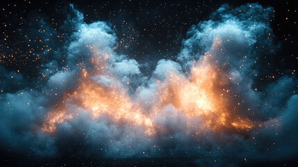 Fiery Clouds Against a Starry Night