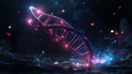 A glowing abstract depiction of a DNA double helix structure