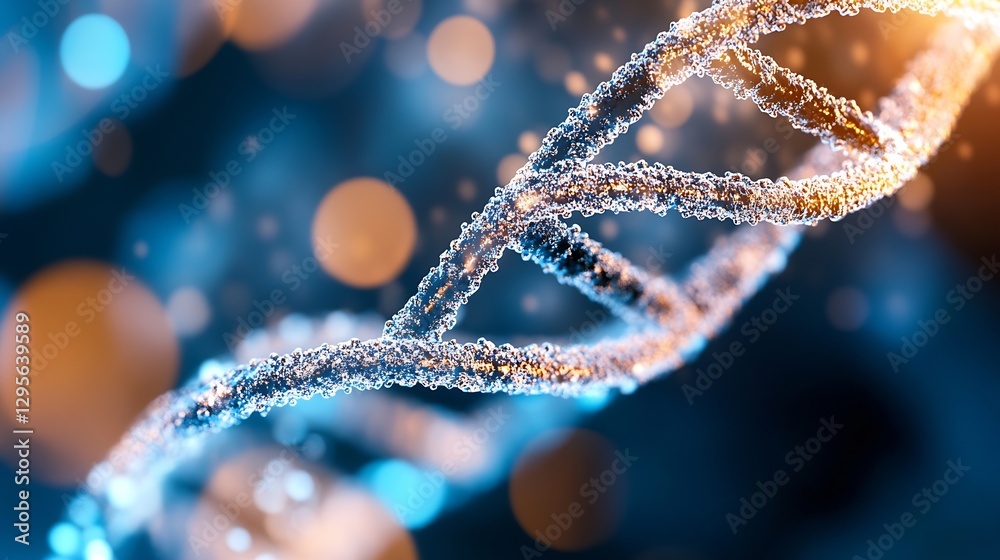 Poster Closeup view of DNA helix structure representing advanced genetics and molecular research : Generative AI