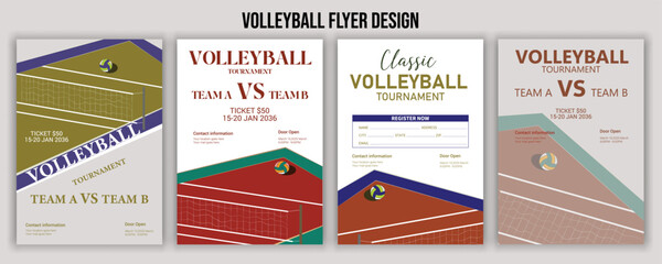 Volleyball Tournament Flyer Template  Championship Sports Event Poster Design Editable EPS for Game Night and Athletic Club Promotion  Perfect for Stock Market Uploads and Easy Customization