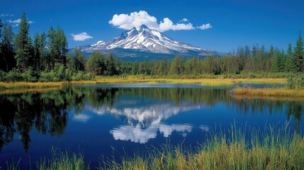 Serene Mountain Lake Reflection Tranquil Nature Scene