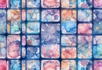 A seamless watercolor pattern with colorful squares