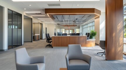 Modern Office Interior Design with Spacious Layout and Comfortable Seating Areas : Generative AI