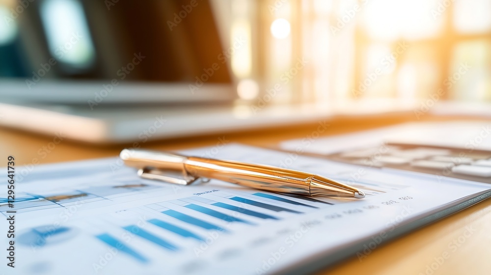 Leinwandbilder detailed analysis of financial charts showcasing growth trends and data insights with a pen on the t
