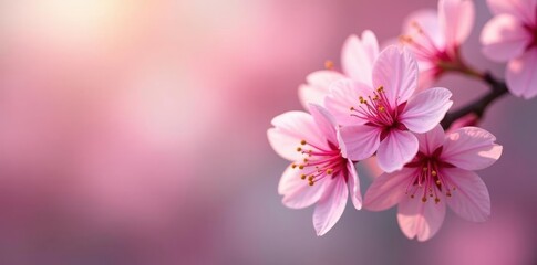 Fototapeta premium Delicate pink blossoms, soft focus, floral backdrop, flower, beauty