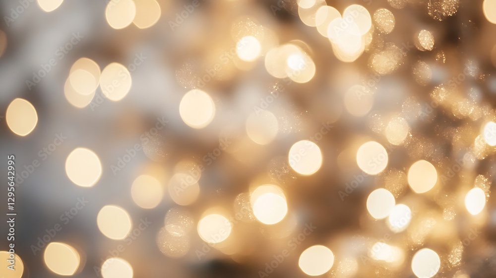 Aufkleber soft warm blurry bokeh background with golden glowing lights : generative ai