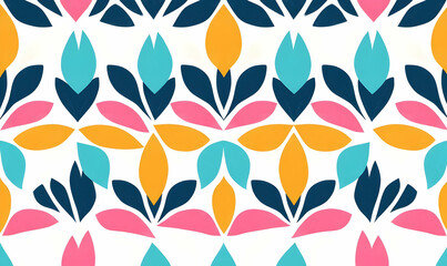 Colorful Floral Pattern with Geometric Shapes for Creative Projects
