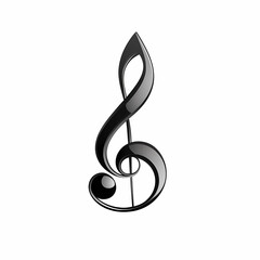 Elegant black treble clef: musical symbol representing melody and high-pitched sounds. Isolated on white, for compositions, scores, and education.