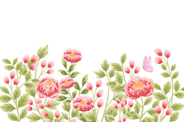 Watercolor flowers background for design. 