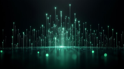 A glowing neon green digital code, data from the Matrix, black background, digital and abstract aesthetic, high-tech