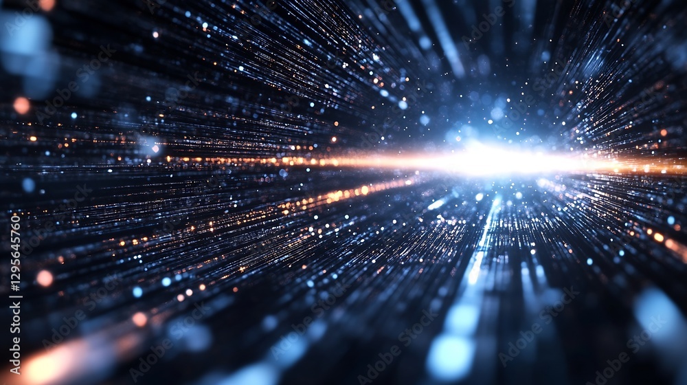 Fototapete Abstract Light Trails Creating Beautiful Motion in a Digital Space : Generative AI