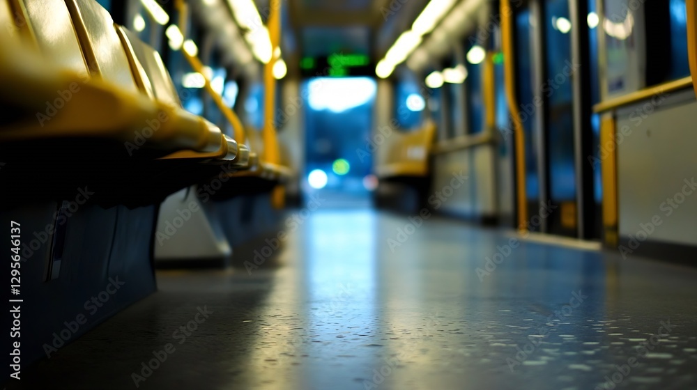 Poster Interior view of empty subway train station with focus on seats creating urban atmosphere : Generative AI