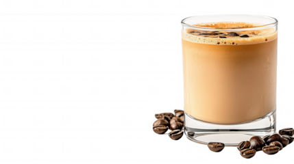 Single glass of rich coffee with cream swirling and steam rising creating a cozy and inviting atmosphere