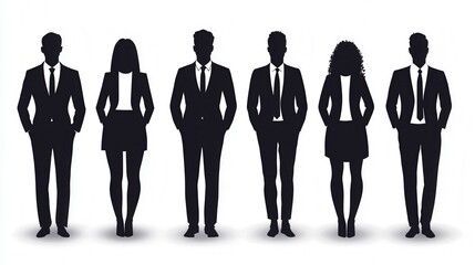 Diverse Silhouettes of Professional Individuals in Business Attire