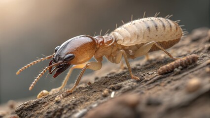 Termite Close-Up: Capturing intricate details of the termite's anatomy and textured surface. A detailed photograph offering a glimpse into the complex world of these industrious insects.
