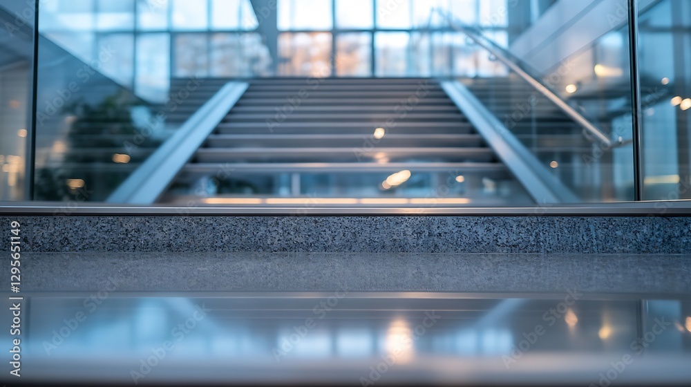 Poster modern architectural stairs with glass and light showcasing an elegant indoor environment : generati