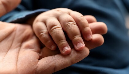 A close-up of a child&rsquo;s tiny, delicate fingernails as they hold onto a parent&rsquo;s hand, symbolizing love, trust, and connection.