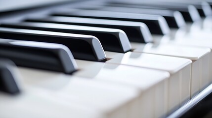 Close Up of Piano Keys Highlighting the Smooth Glossy Surface and Elegant Design of the Musical Instrument in Natural Light : Generative AI