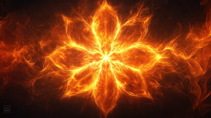 Fiery flower design in dark background