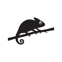 chameleon silhouette image in white background