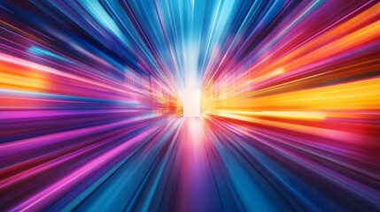 Obraz premium Vibrant Colorful Light Streaks Leading Toward A Central Illuminated Space