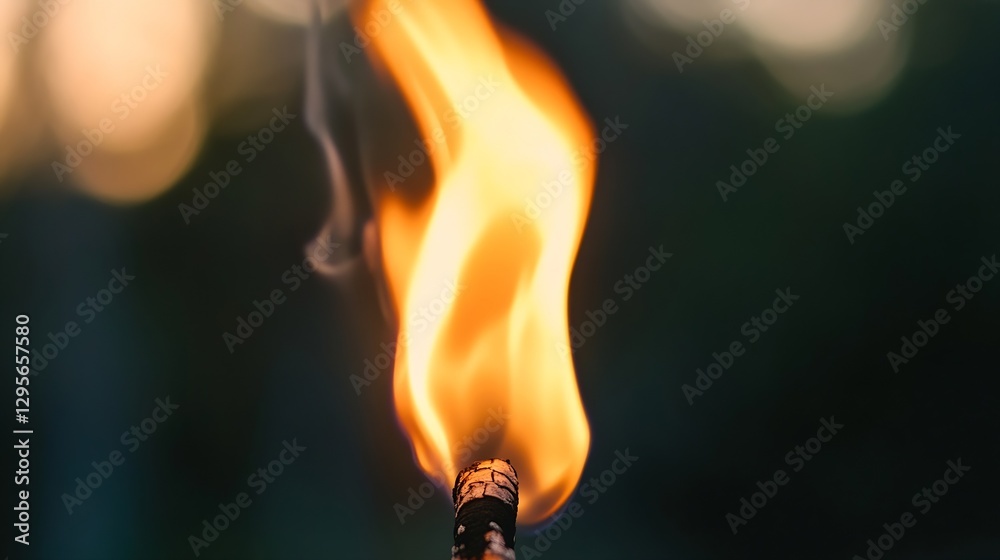 Aufkleber dynamic closeup shot of a vibrant flame emanating from a burning stick creating a captivating mood o