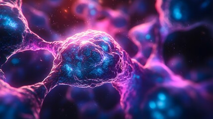 Futuristic Microscopic Cells with Glowing Energy - Sci-Fi Biology Concept