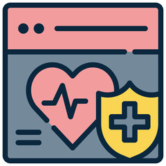 Obraz premium online health care heart protection medical filled outline icon