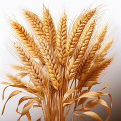 Realistic image of ripe wheat stalks agriculture and harvest 